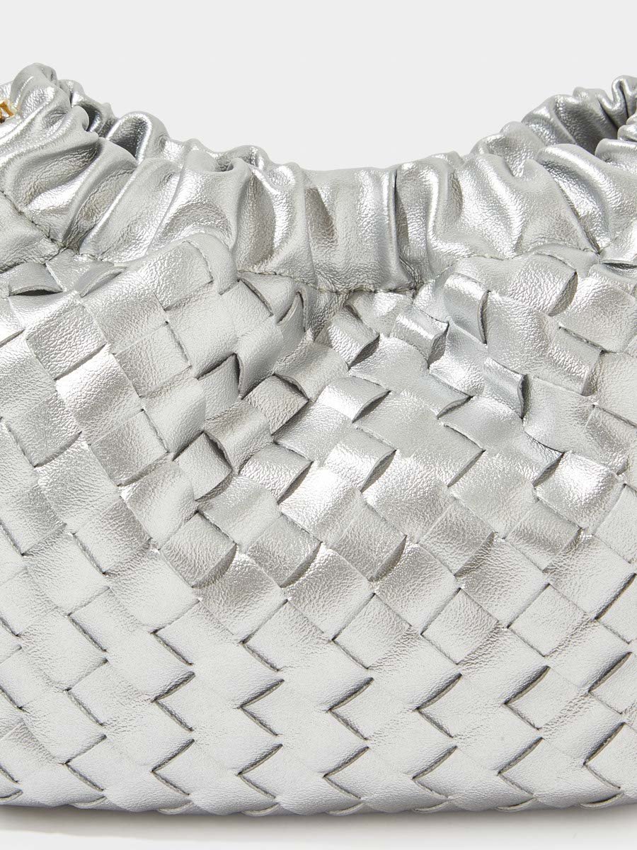 Silver Woven Chain Strap Hand Bag