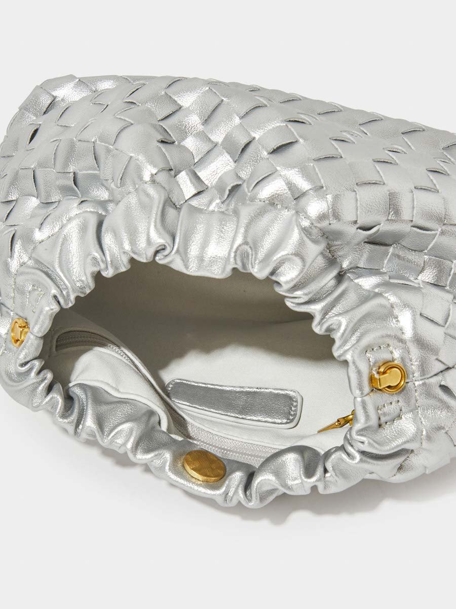 Silver Woven Chain Strap Hand Bag