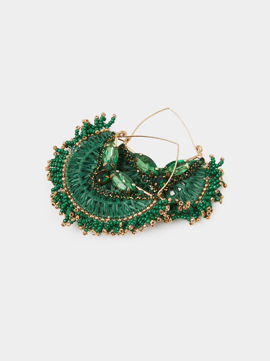 Emerald Green Beaded Dangler Earrings
