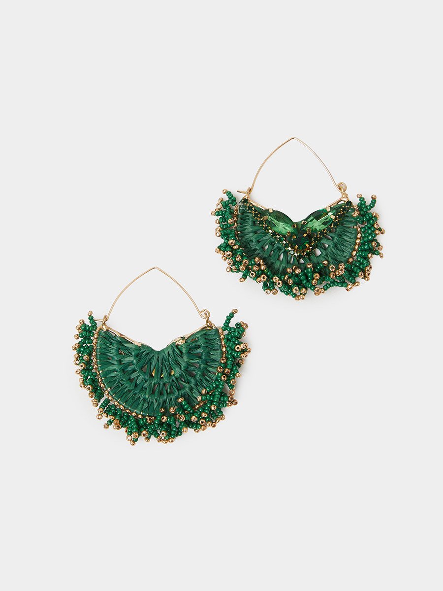 Emerald Green Beaded Dangler Earrings