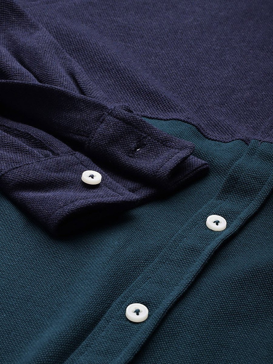 Classic Fit Colourblocked Cotton Casual Shirt