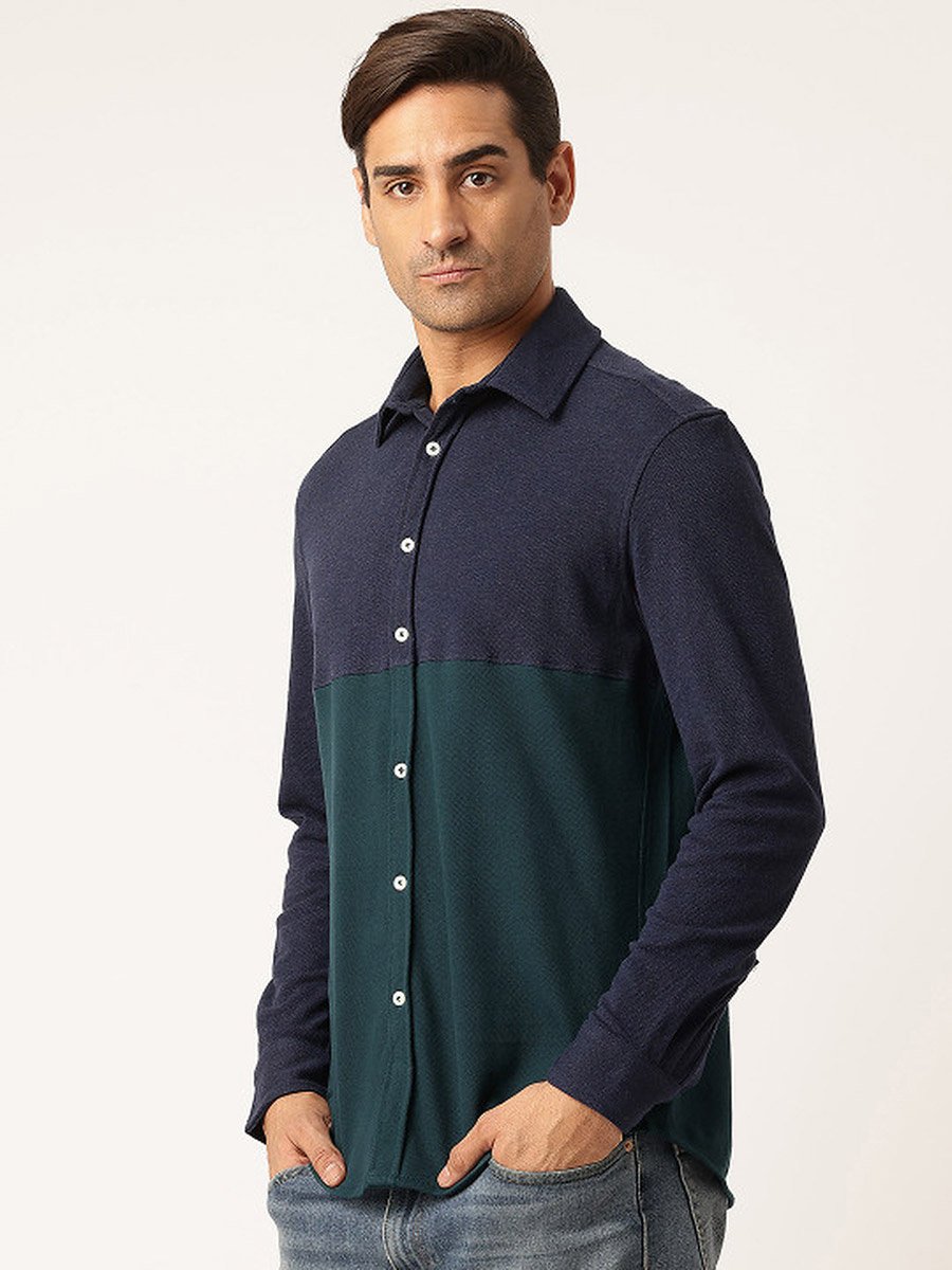 Classic Fit Colourblocked Cotton Casual Shirt