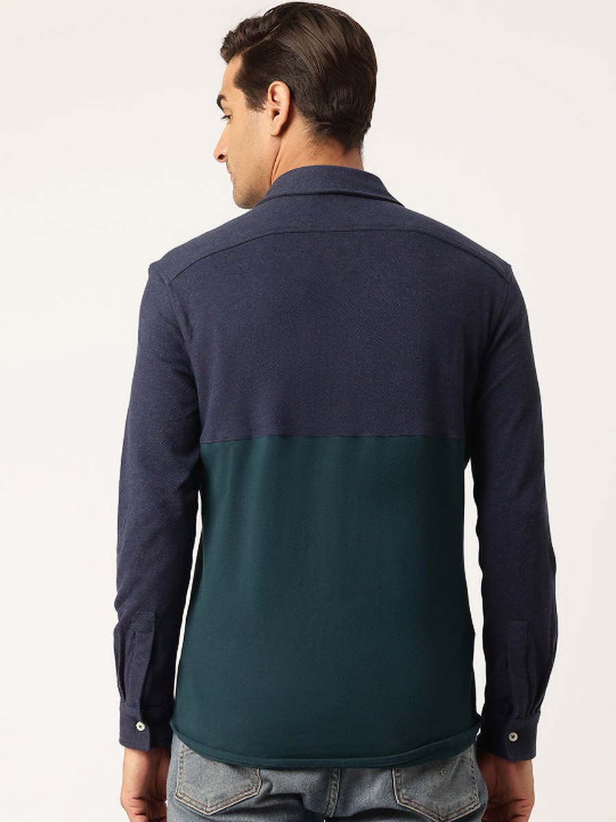 Classic Fit Colourblocked Cotton Casual Shirt