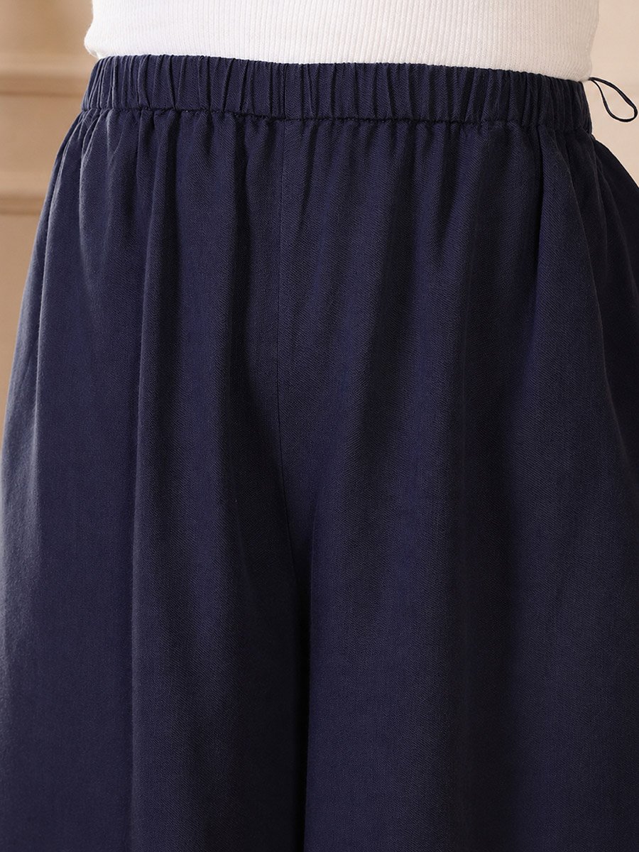 Solid Relaxed Flared High Rise Parallel Trousers