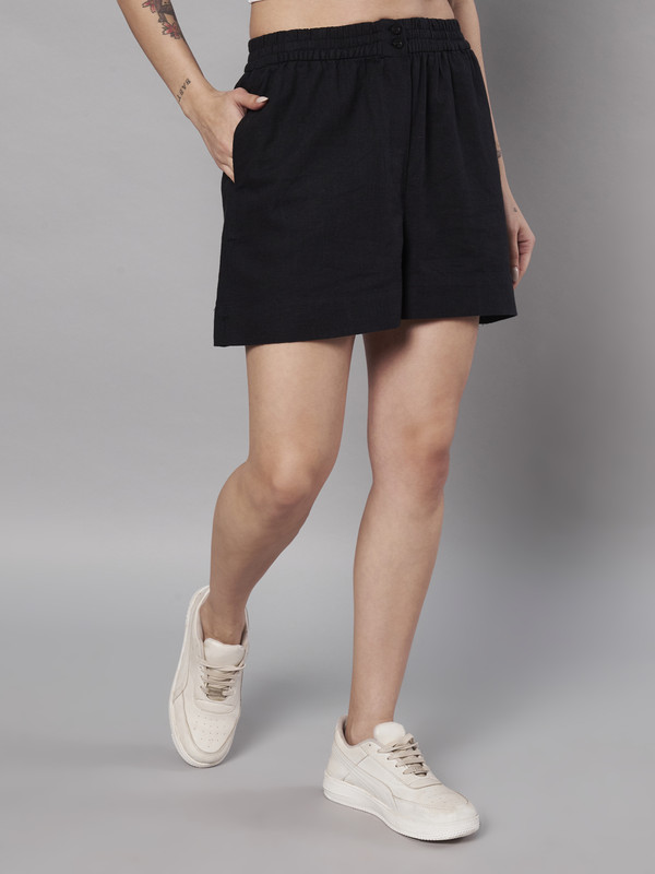 Black High-Rise Shorts