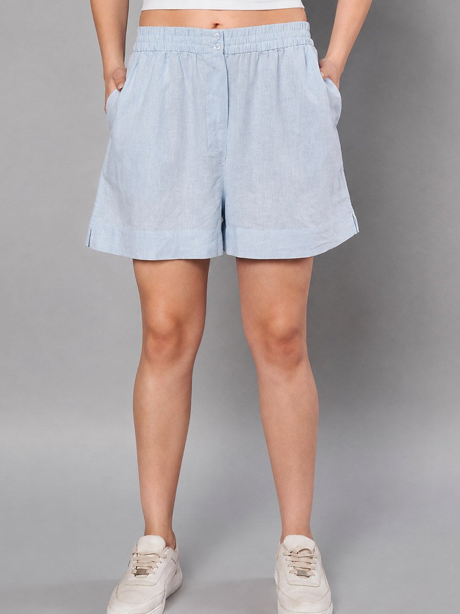 Blue High-Rise Shorts