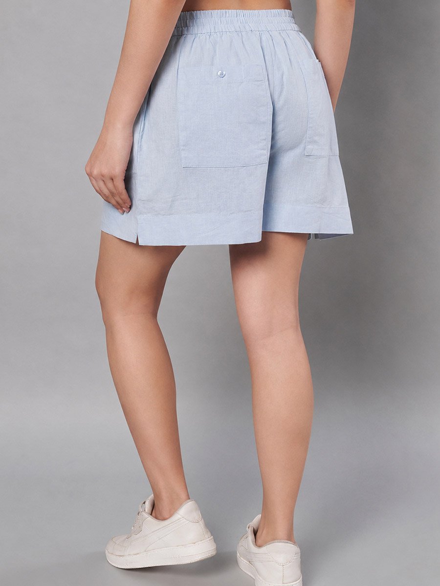 Blue High-Rise Shorts