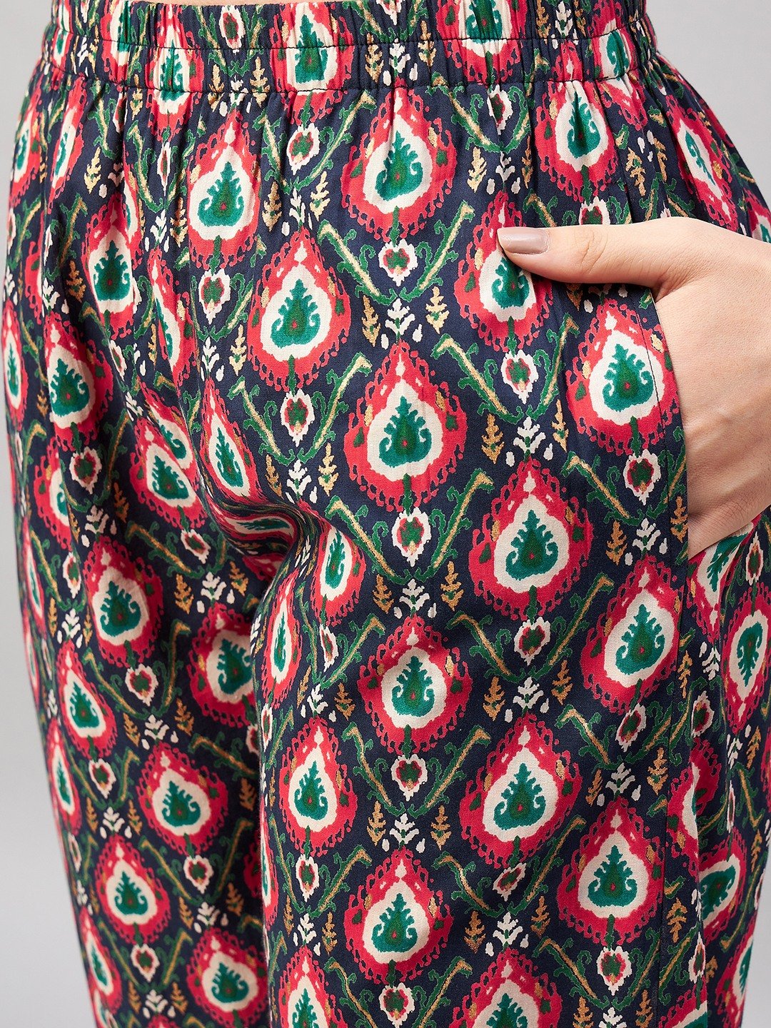 Navy Blue Printed Kurta and Pants Set