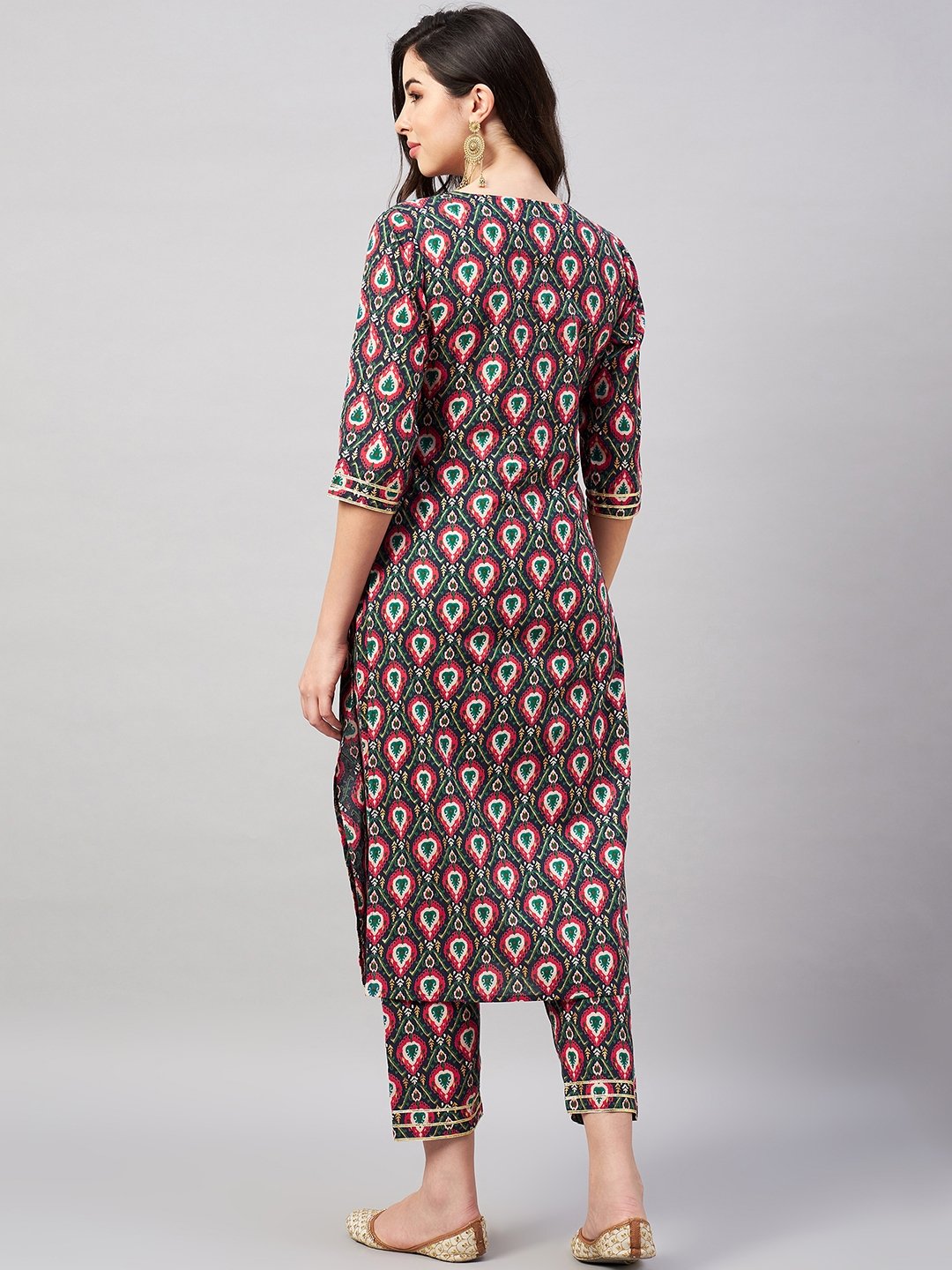 Navy Blue Printed Kurta and Pants Set