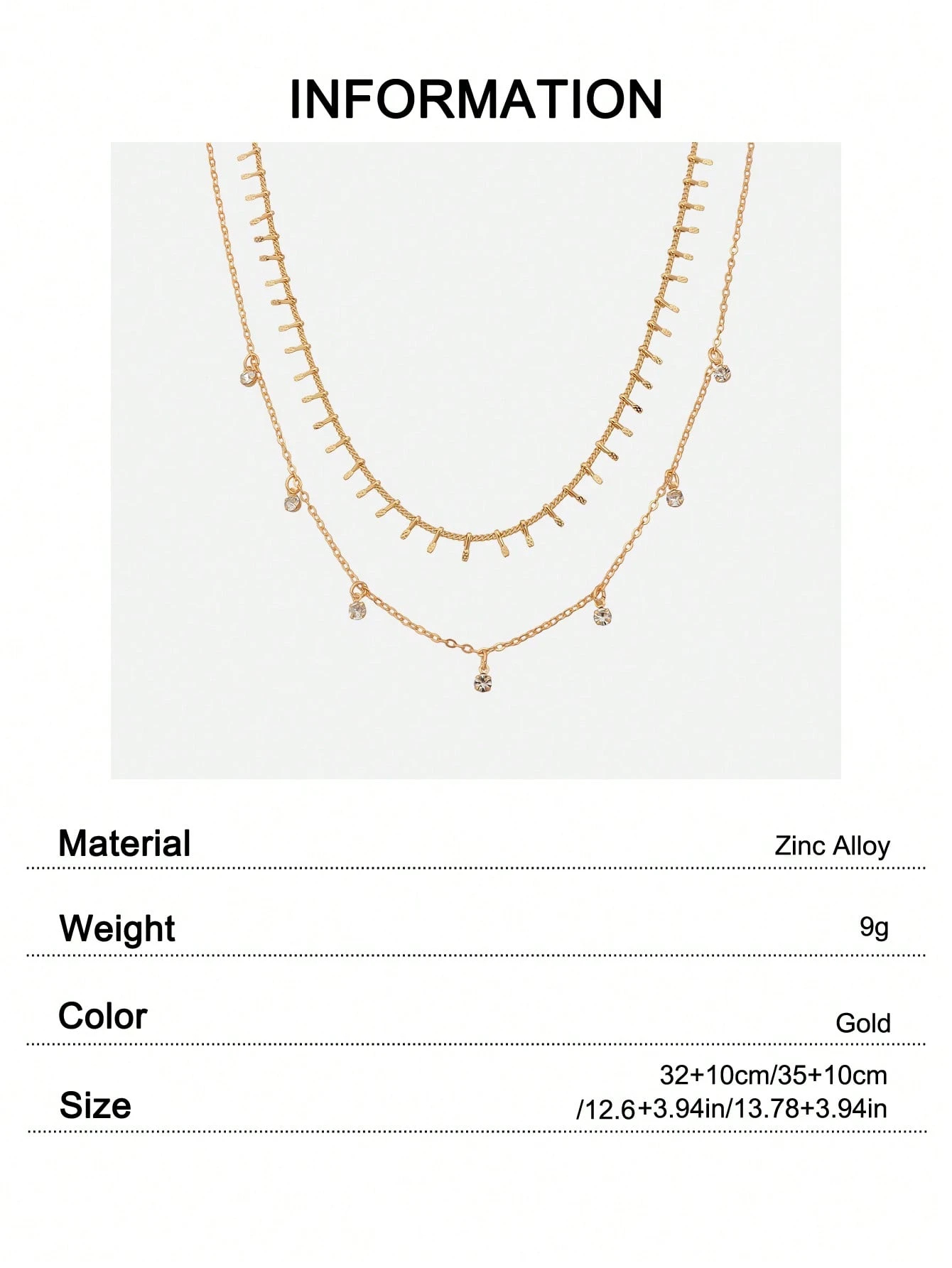 Set of 2 - Rhinestone Embellished Necklace