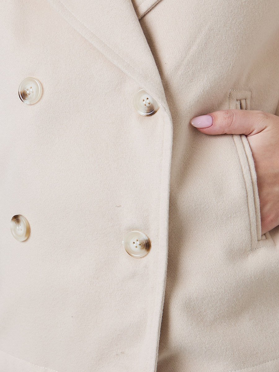 Beige Regular Fit Tailored Wool-Like Jacket