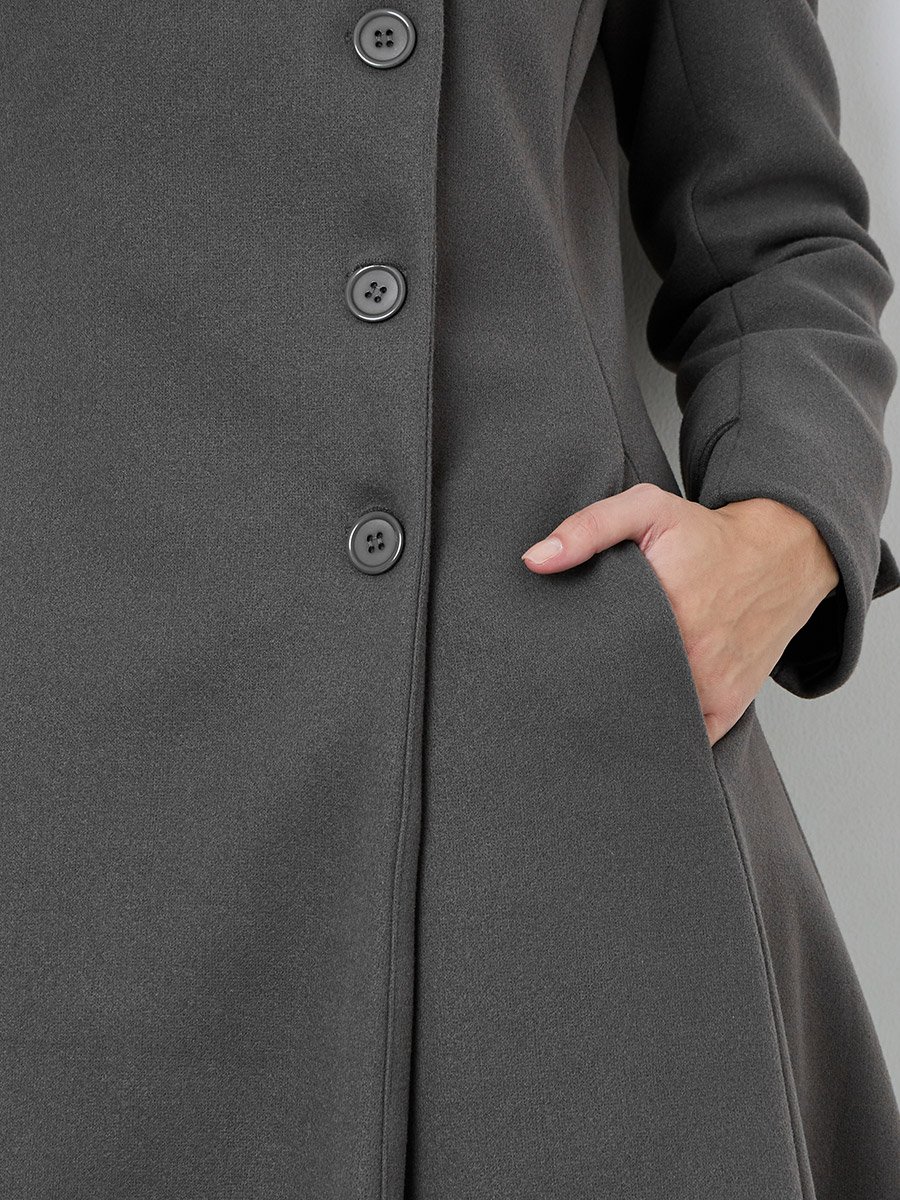 Charcoal Slim Fit Wool Like Coat
