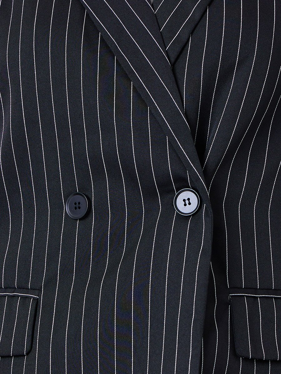 Black Regular Fit Striped Blazer