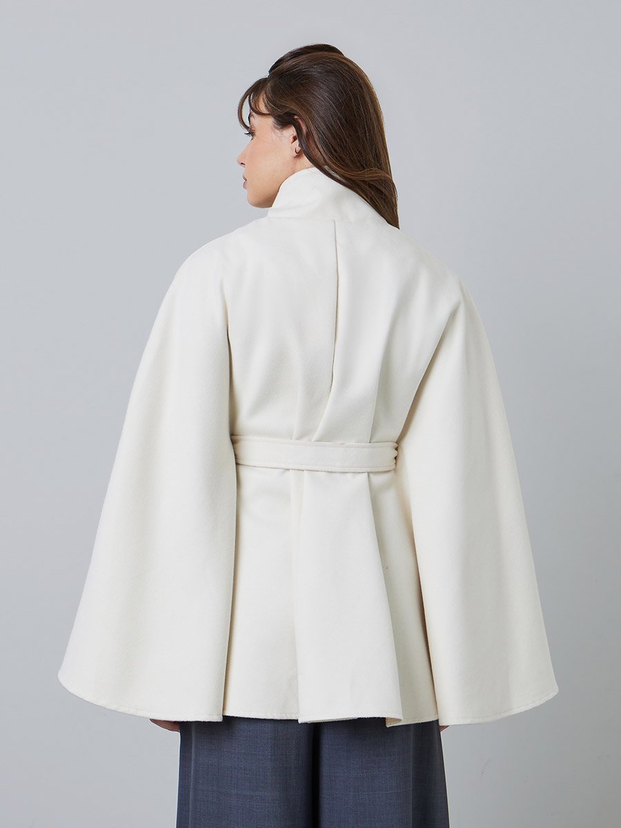 Cream Oversized Longline Wool-Like Cape Jacket