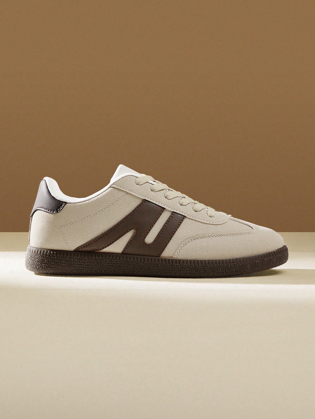 Womens Beige PU Leather Casual Sneakers - Everyday Comfort and Style