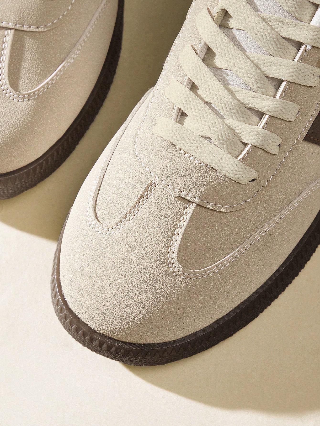 Womens Beige PU Leather Casual Sneakers - Everyday Comfort and Style
