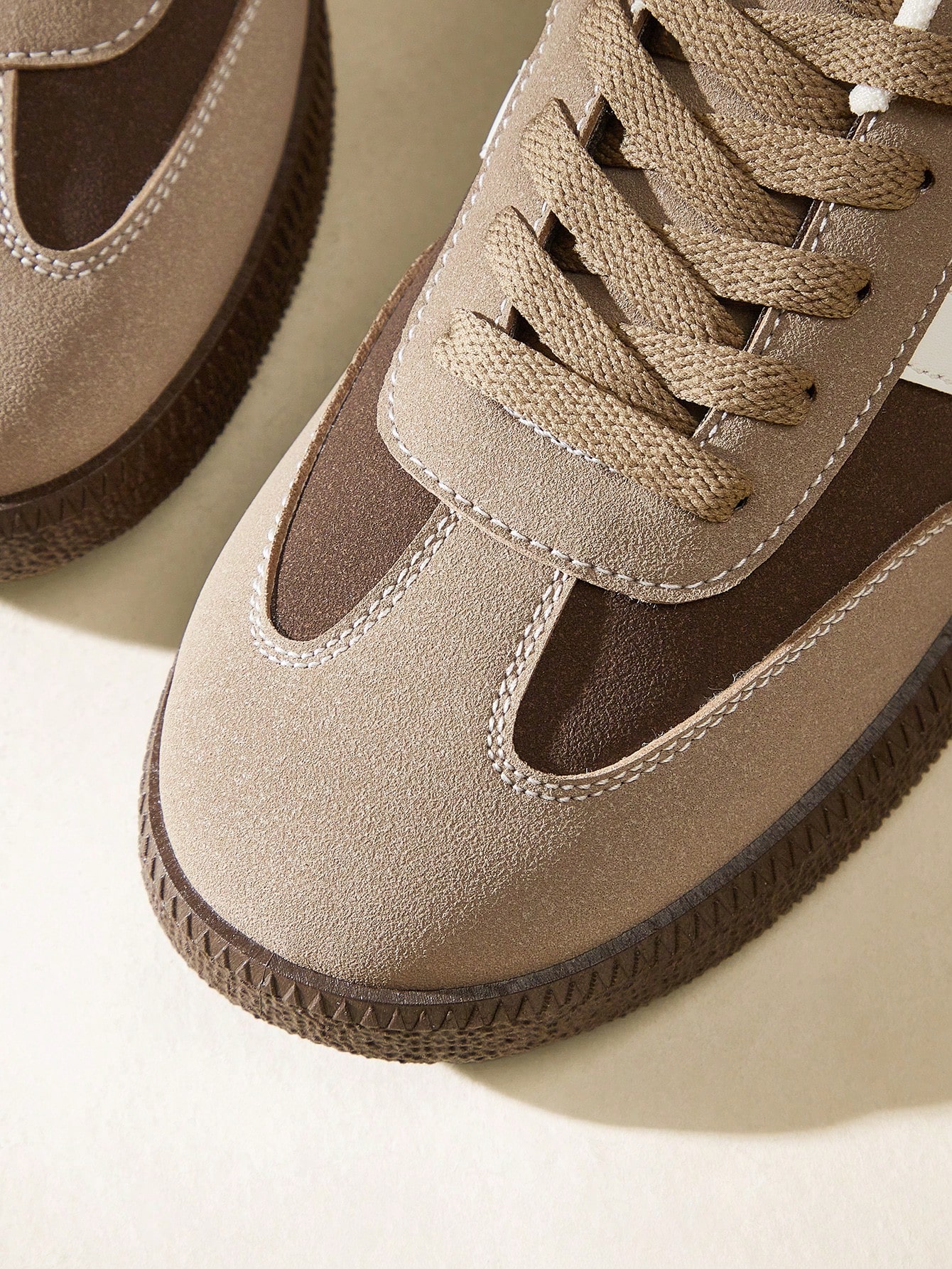 Womens Brown PU Leather Sneakers - Casual Sports Footwear