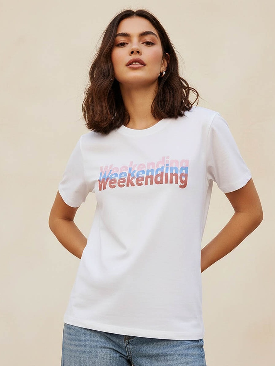 Regular Fit Cotton T-Shirt with Typographic Print