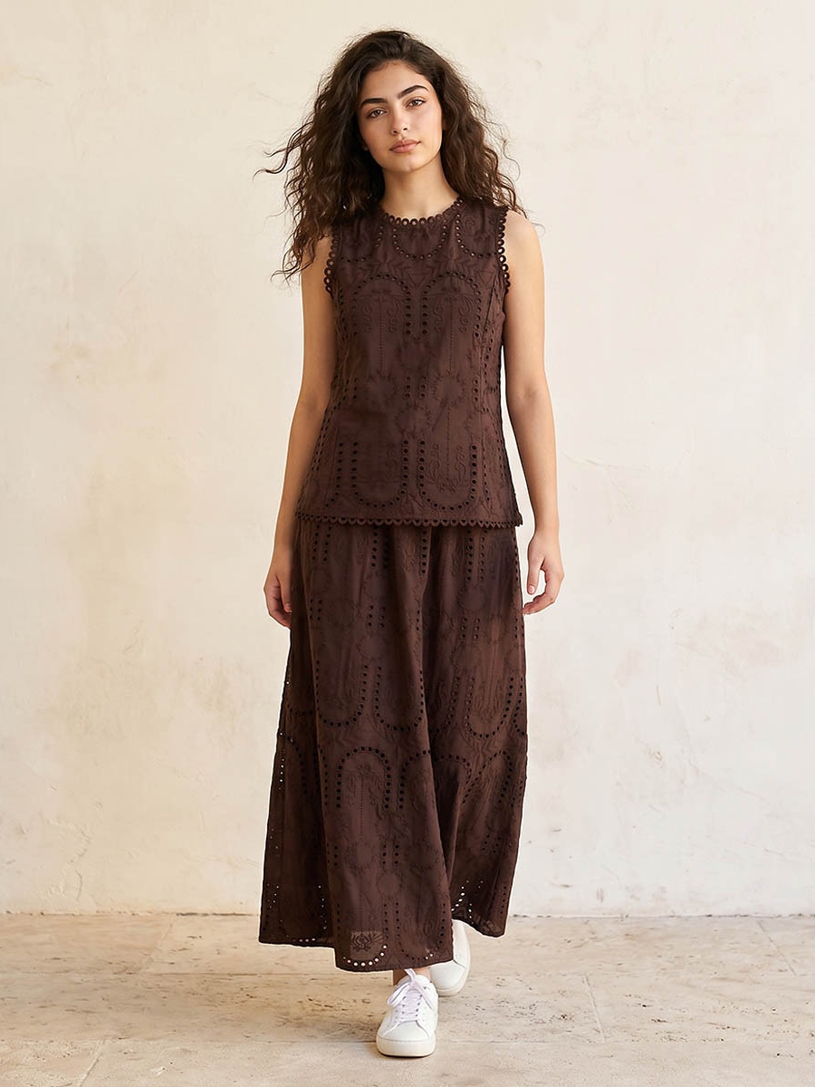 Cotton Top with Schiffli Embroidery