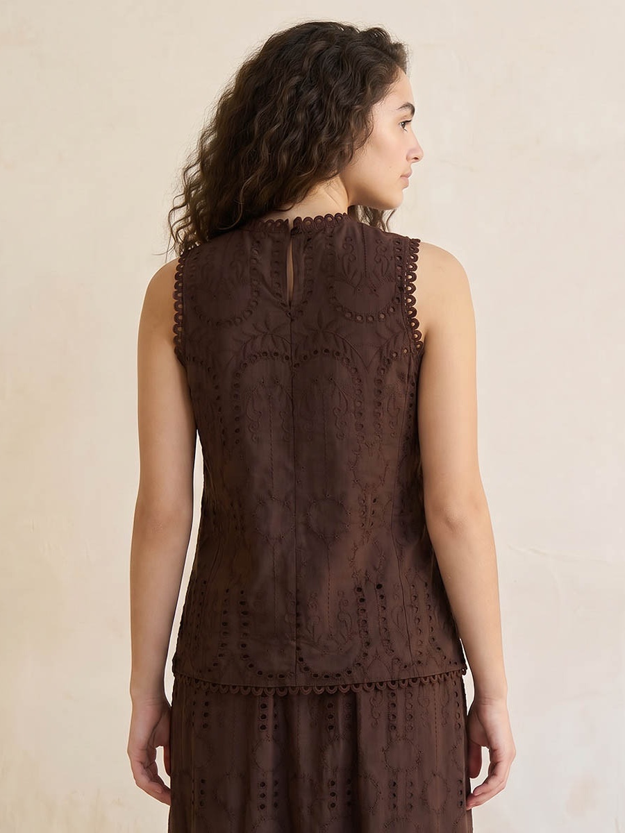 Cotton Top with Schiffli Embroidery