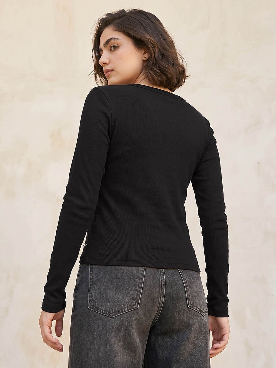 Ribbed Top with Half Placket