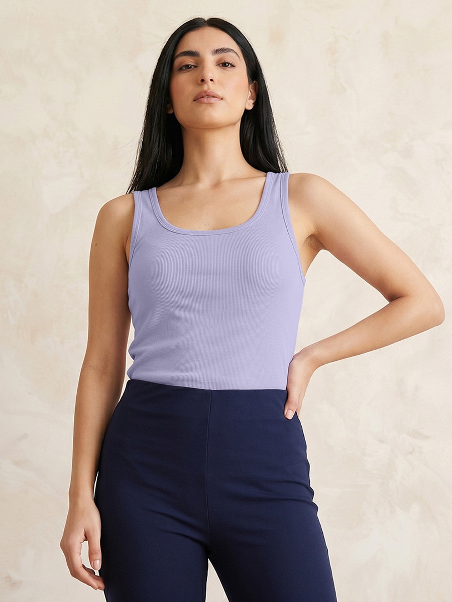 Slim Fit Tank Top with Ribbed Design