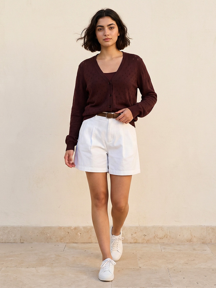 Textured V Neck Cardigan