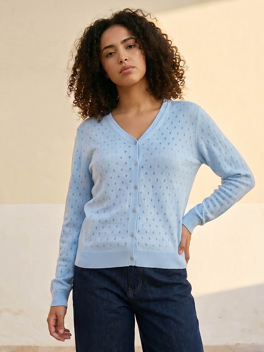 Textured V Neck Cardigan