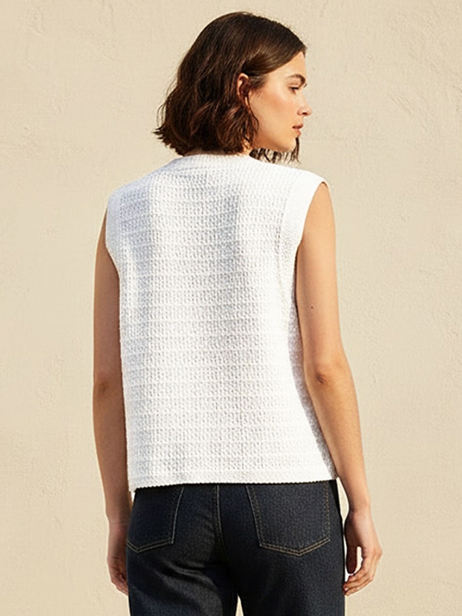 Textured Crew Neck Cardigan