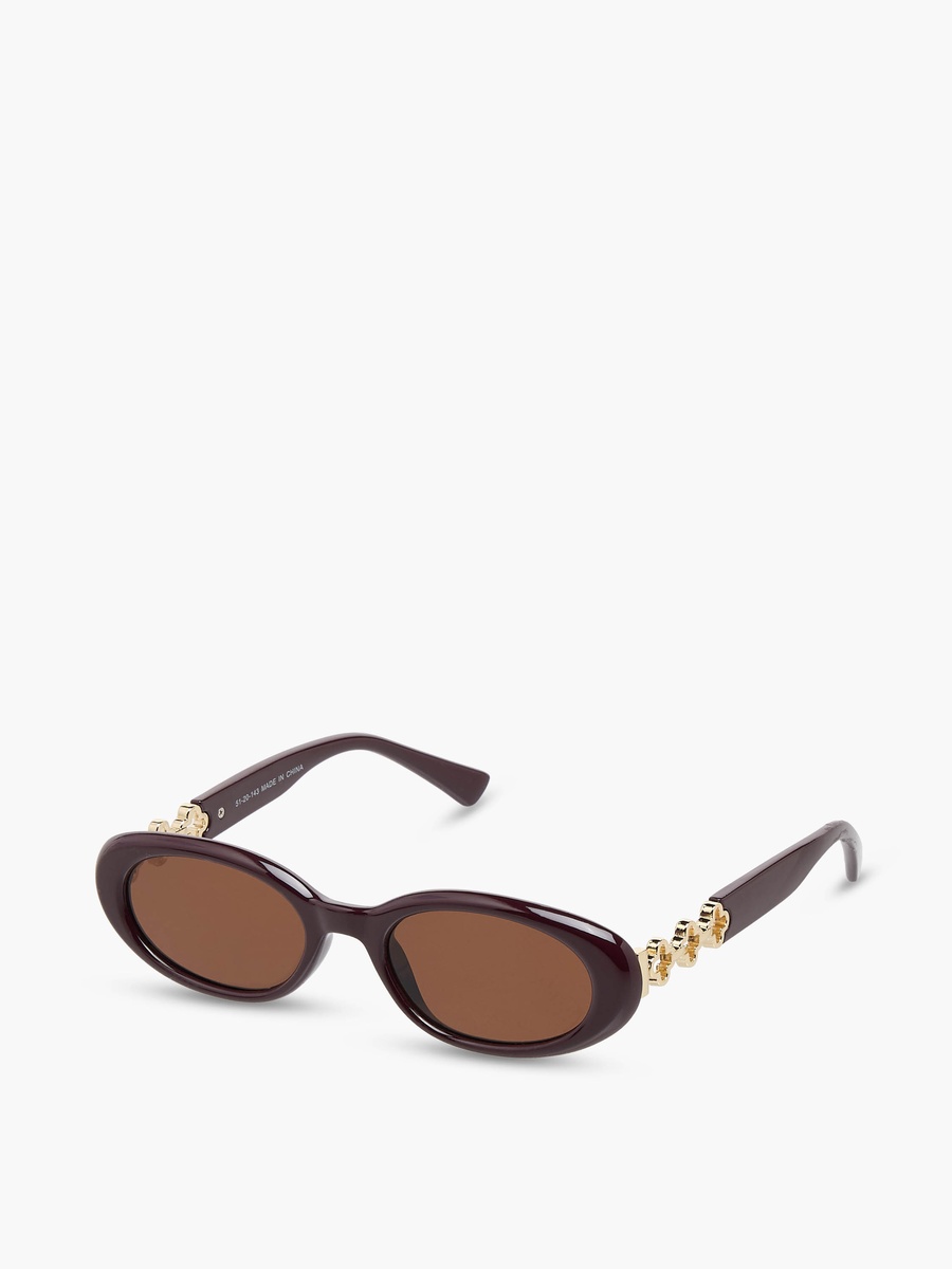 Oval Sunglasses with UV Protection Brown Lens