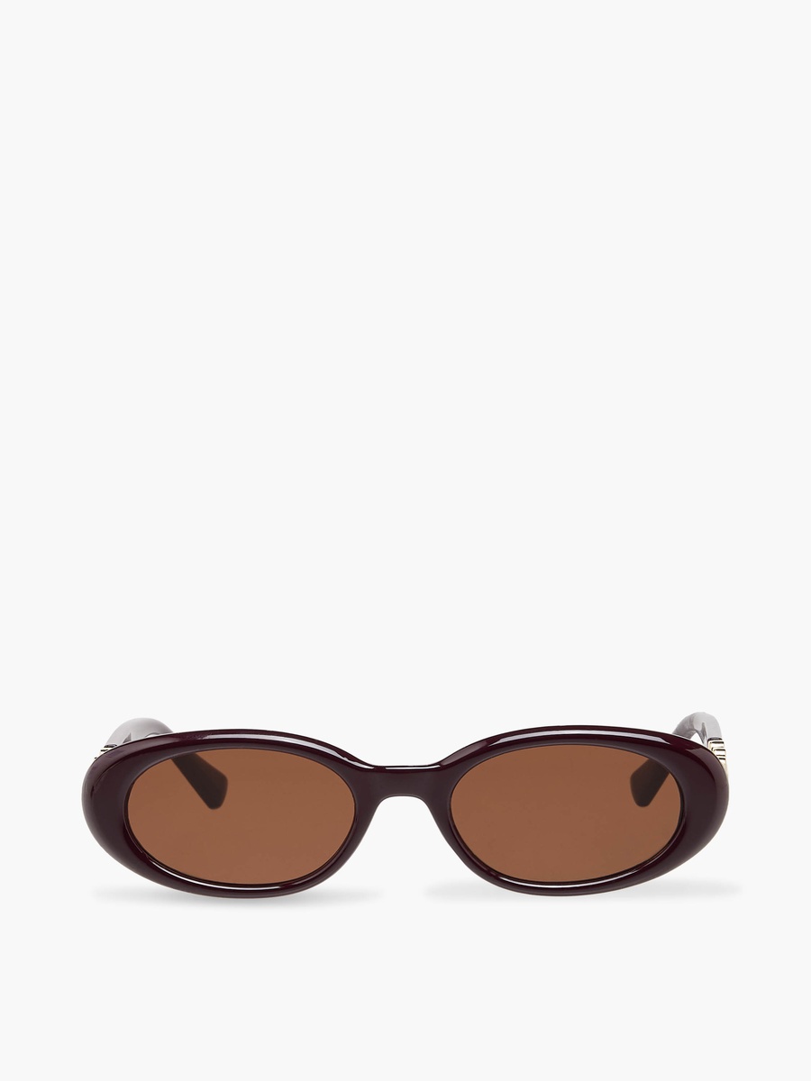 Oval Sunglasses with UV Protection Brown Lens