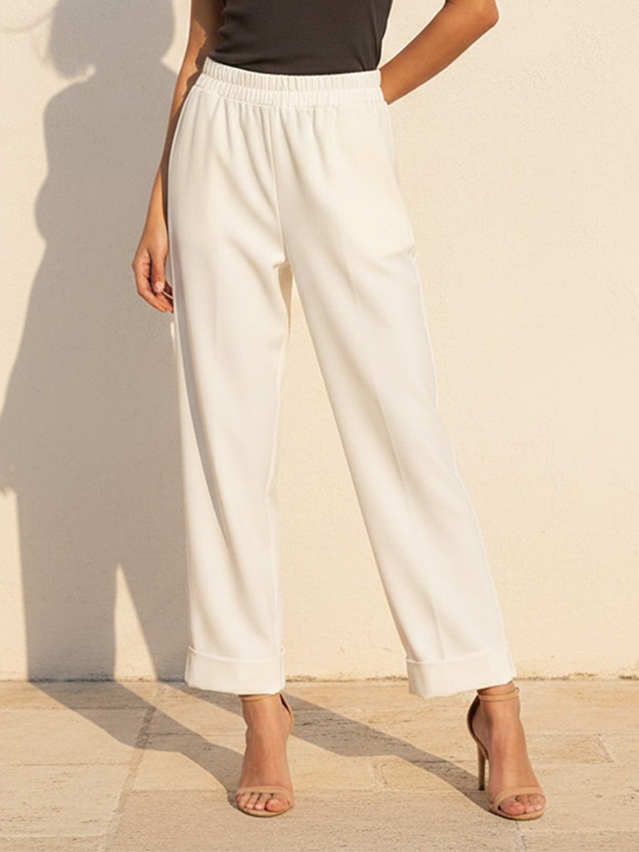 Elasticated Waist Turn Up Trousers