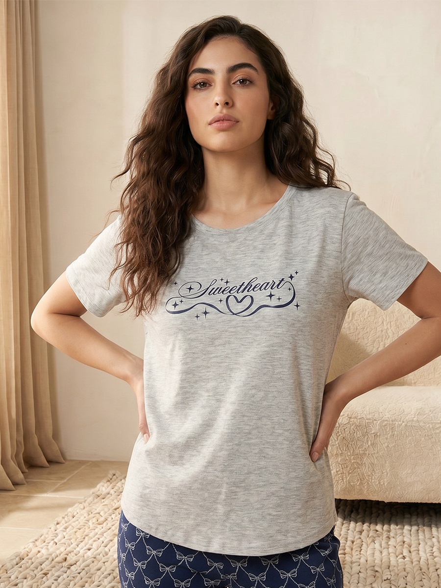 Printed Viscose Pyjama Set with T-Shirt and Trousers