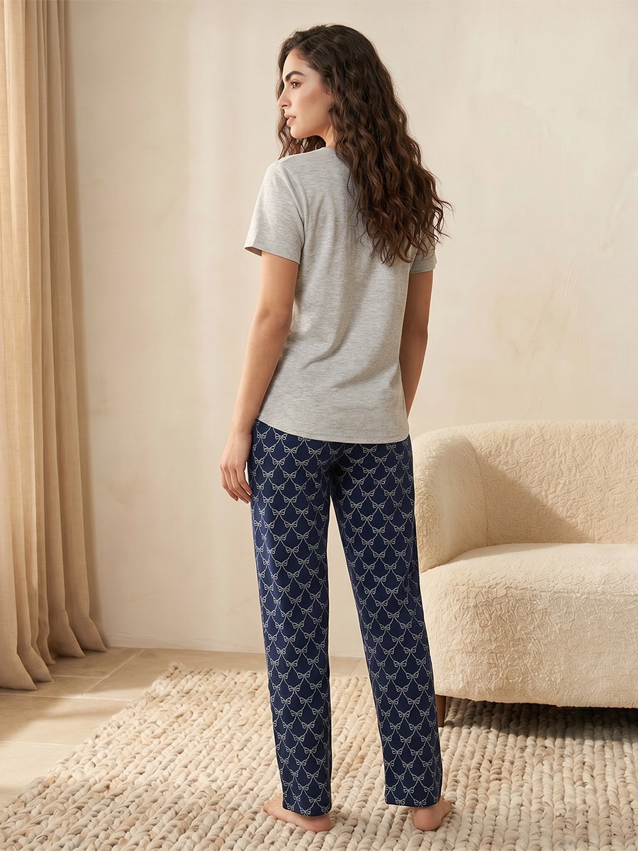 Printed Viscose Pyjama Set with T-Shirt and Trousers