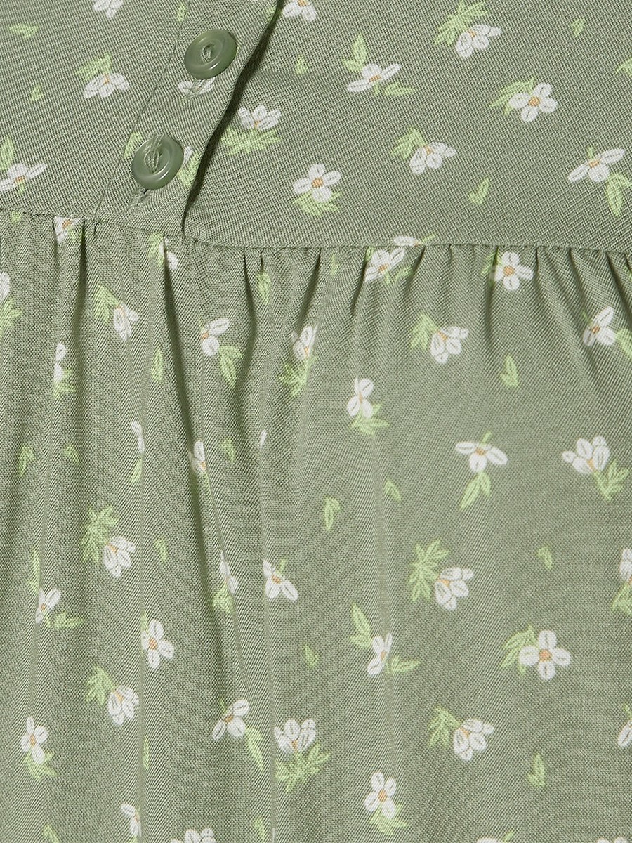 Short Sleeves Floral Print Viscose Night Gown