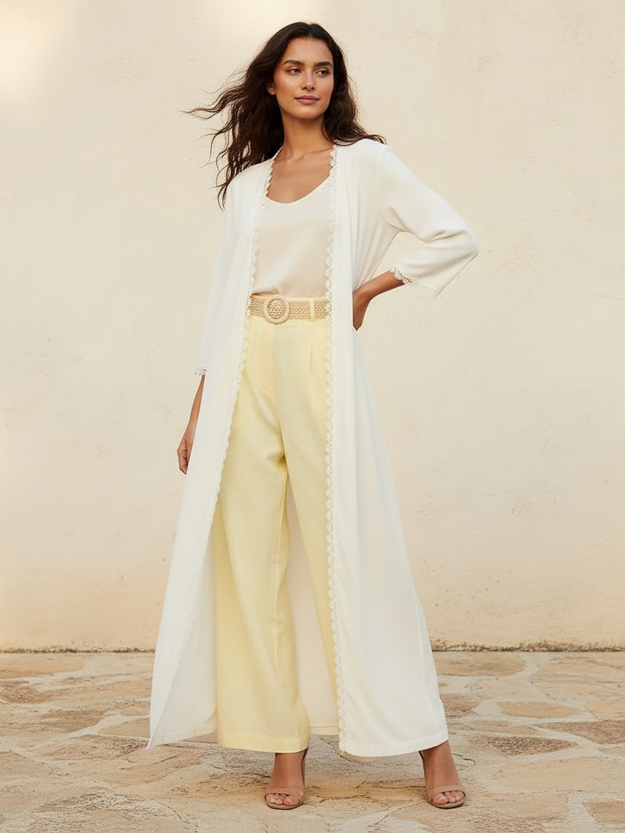 Longline Lace Trim Shrug
