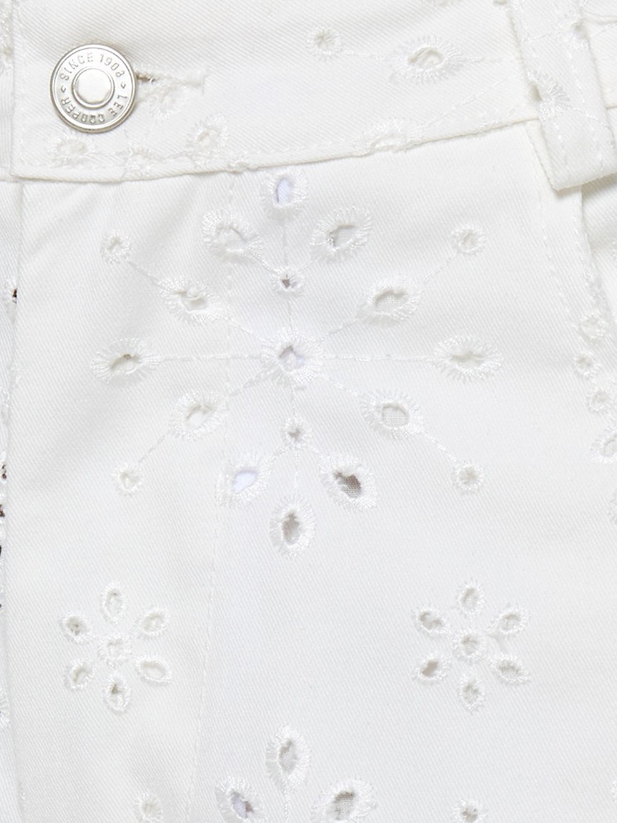 Wide Leg High-Rise Parachute Jeans with Schiffli Embroidery