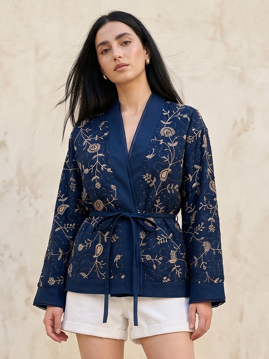 Relaxed Fit Jacket with Embroidery