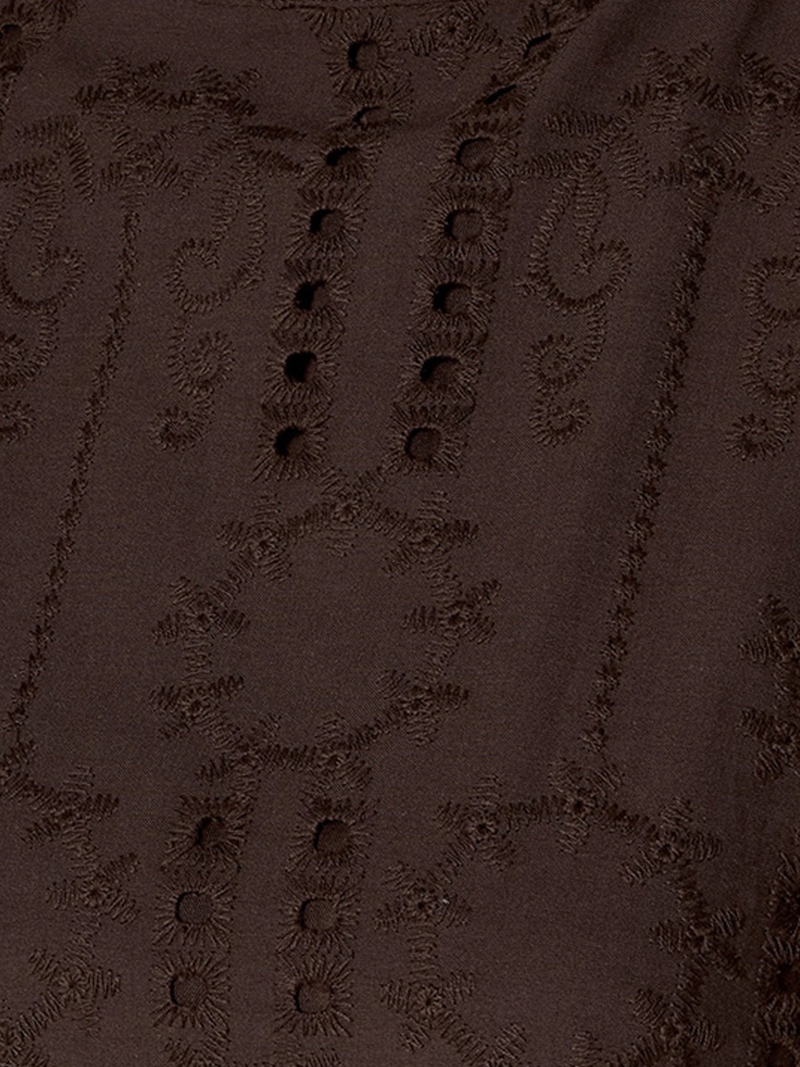 Schiffli Embroidered A-Line Cotton Dress with Lace Inserts