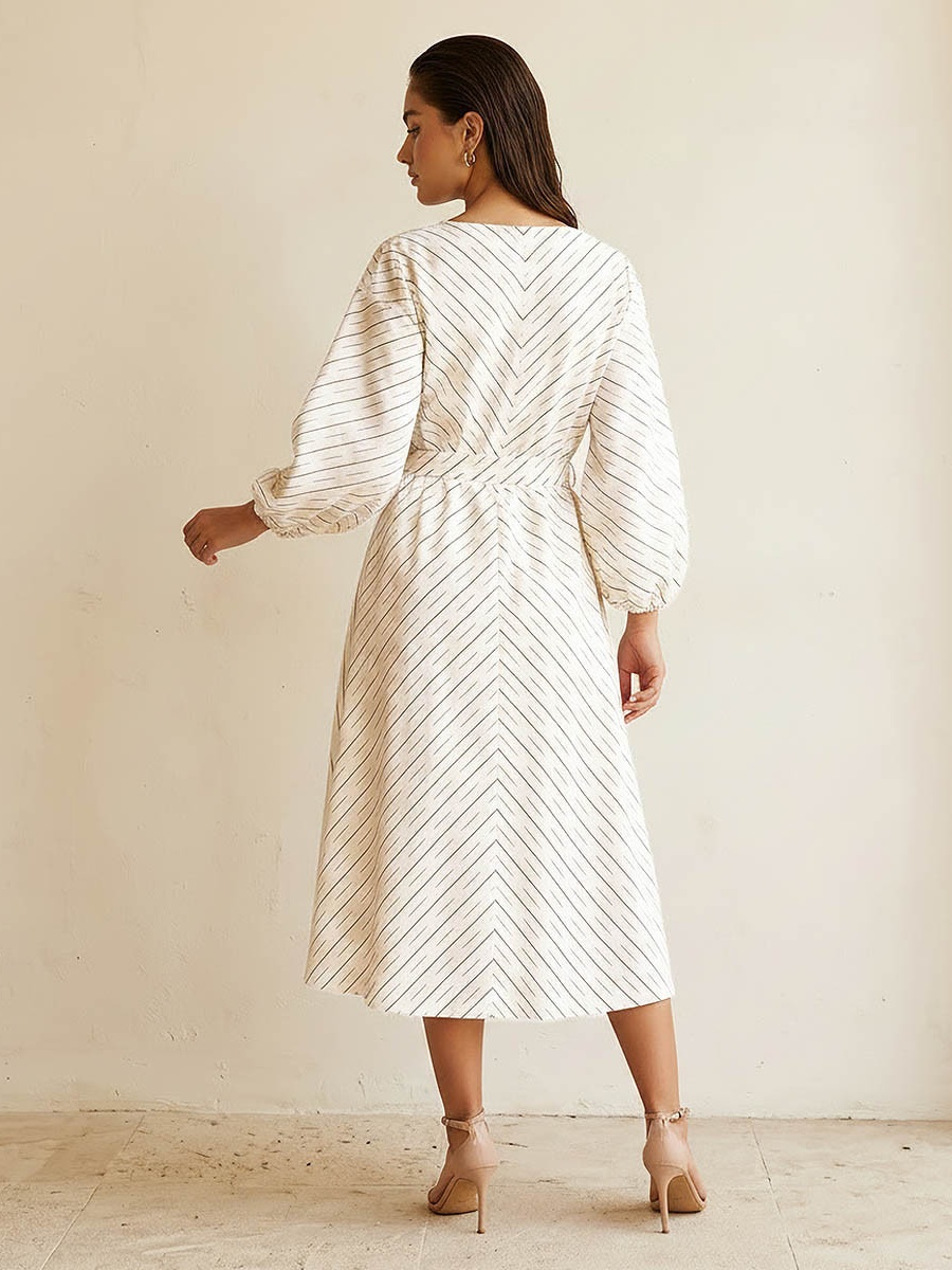 Striped Dress with Keyhole Neck