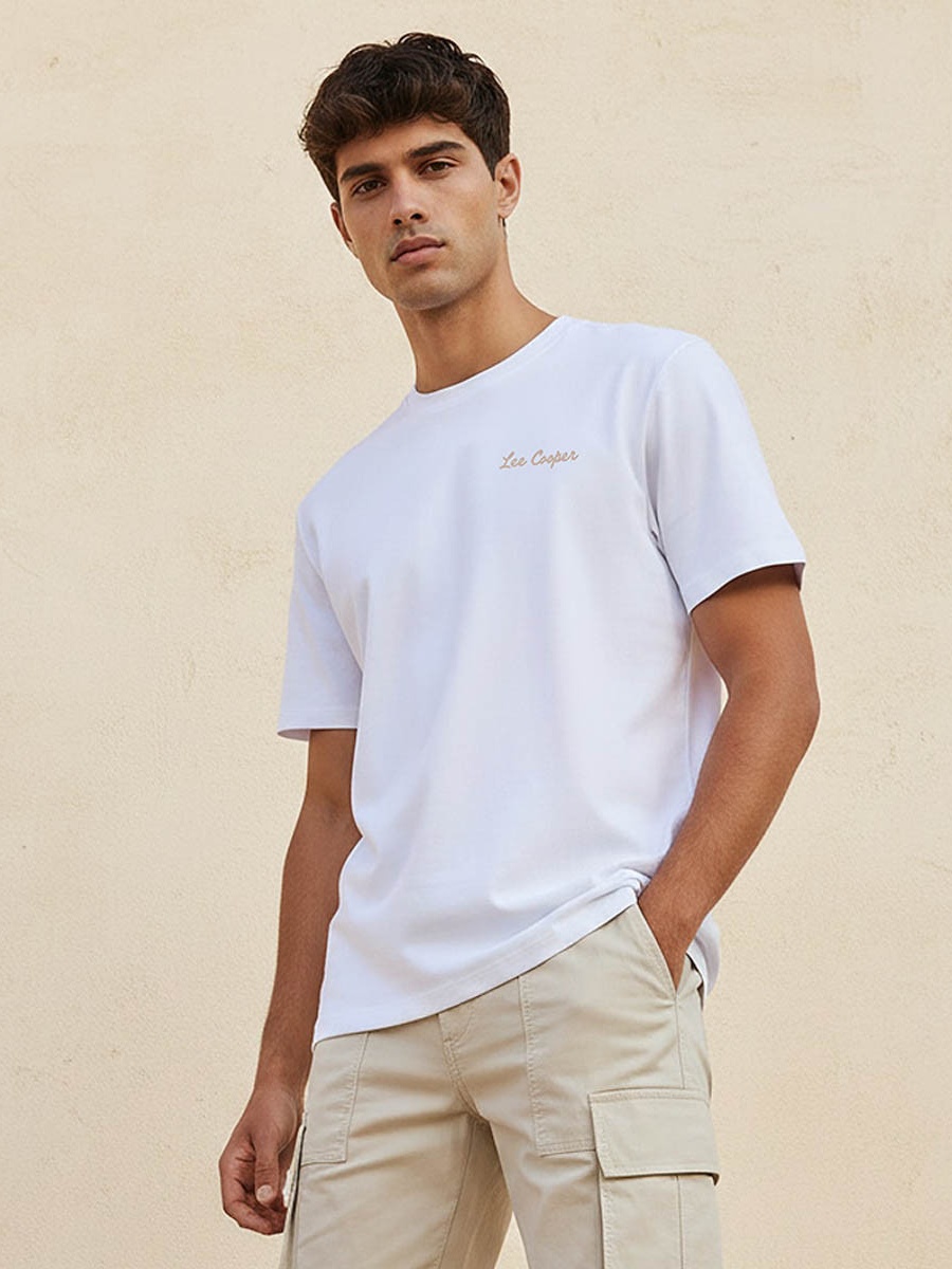 Men Regular Fit Crew Neck Short Sleeve Logo Print T-Shirt