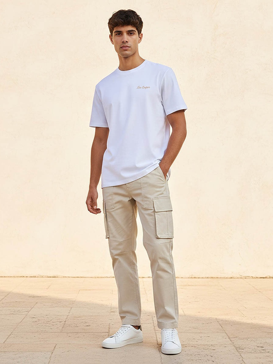 Men Regular Fit Crew Neck Short Sleeve Logo Print T-Shirt