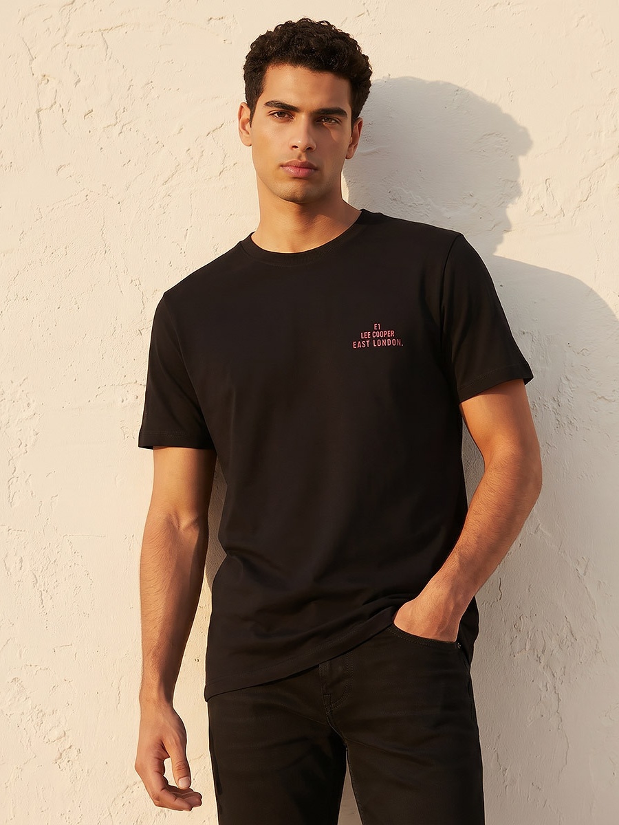 Men Regular Fit Crew Neck Short Sleeve Logo Print T-Shirt