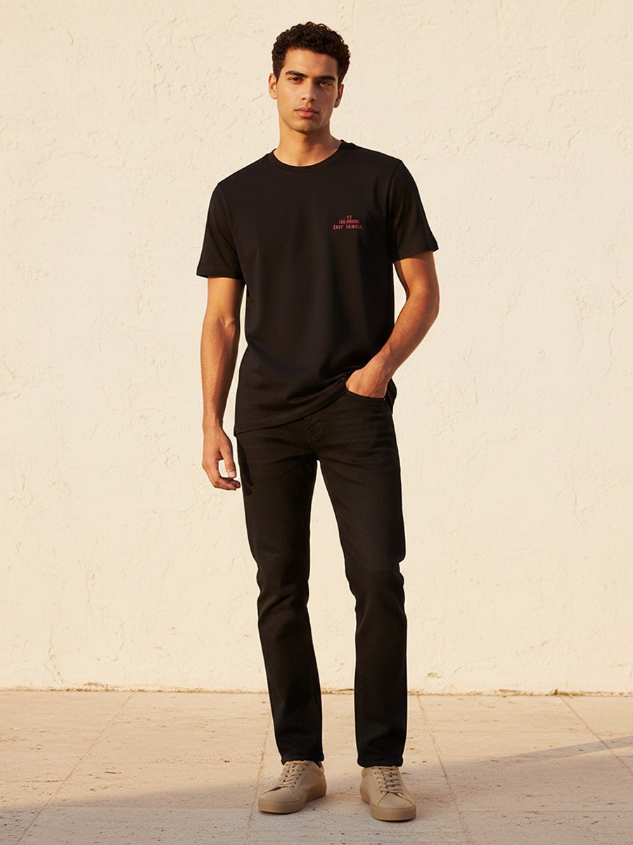 Men Regular Fit Crew Neck Short Sleeve Logo Print T-Shirt