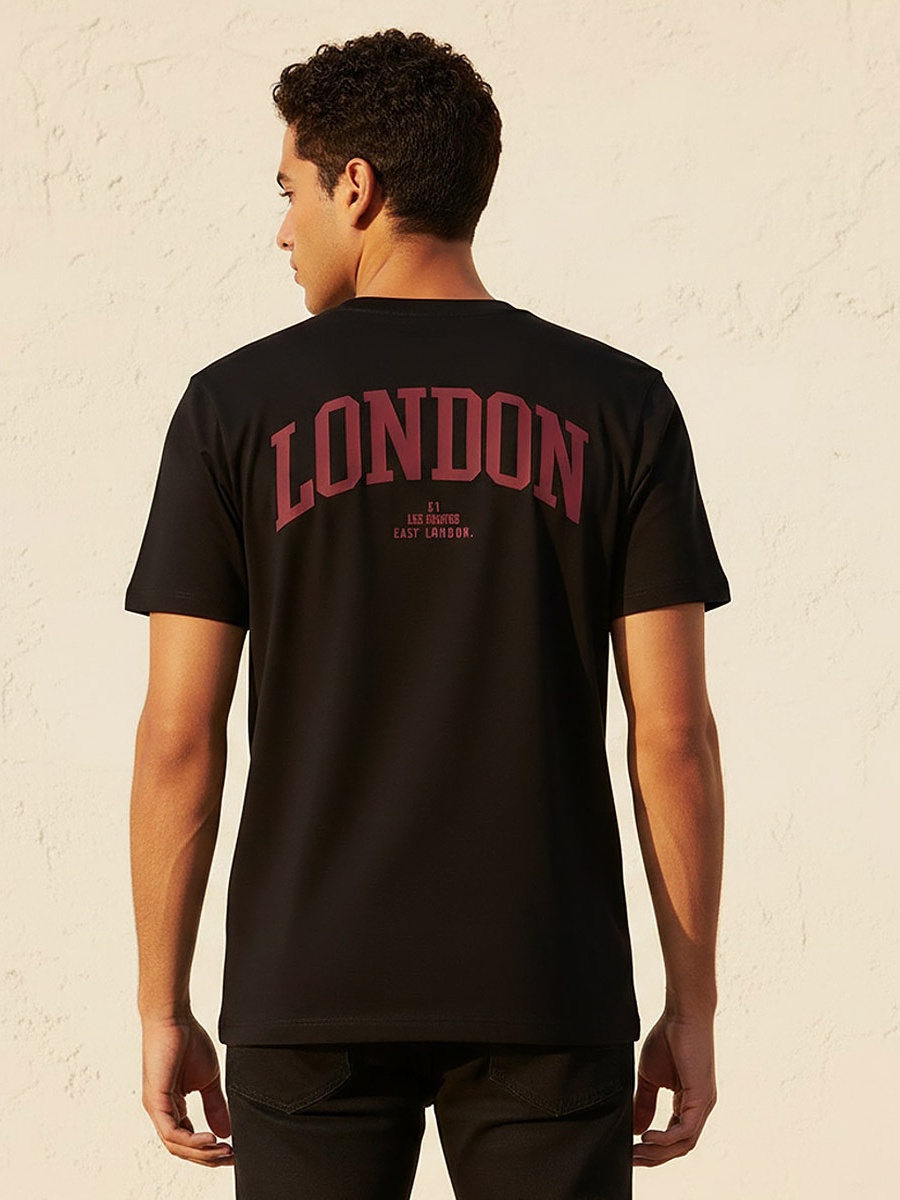 Men Regular Fit Crew Neck Short Sleeve Logo Print T-Shirt