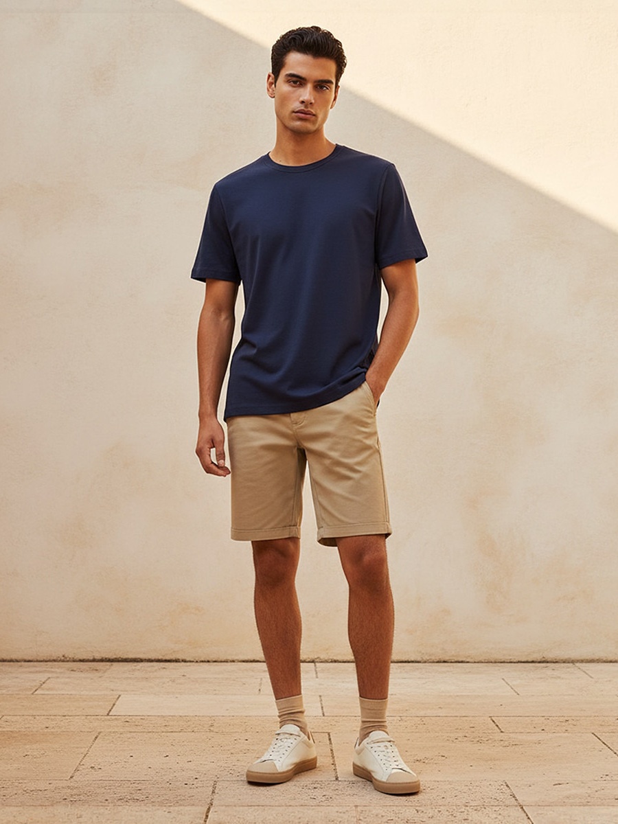 Men Relaxed Fit Crew Neck Short Sleeves T-Shirt