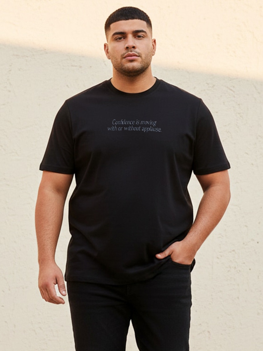 Men Regular Fit Crew Neck Short Sleeves Slogan Print T-Shirt