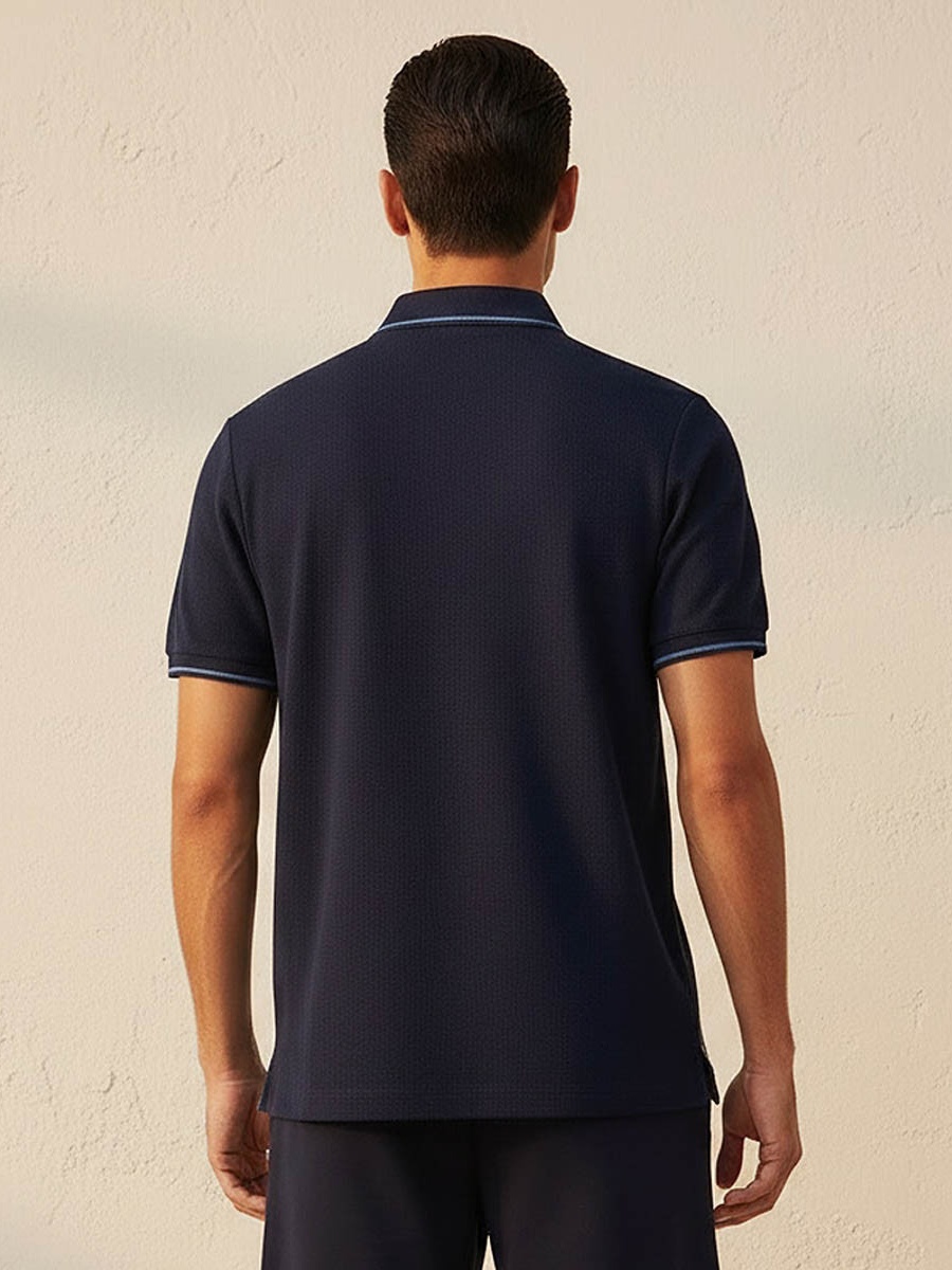 Men Short Sleeves Striped Polo T-Shirt