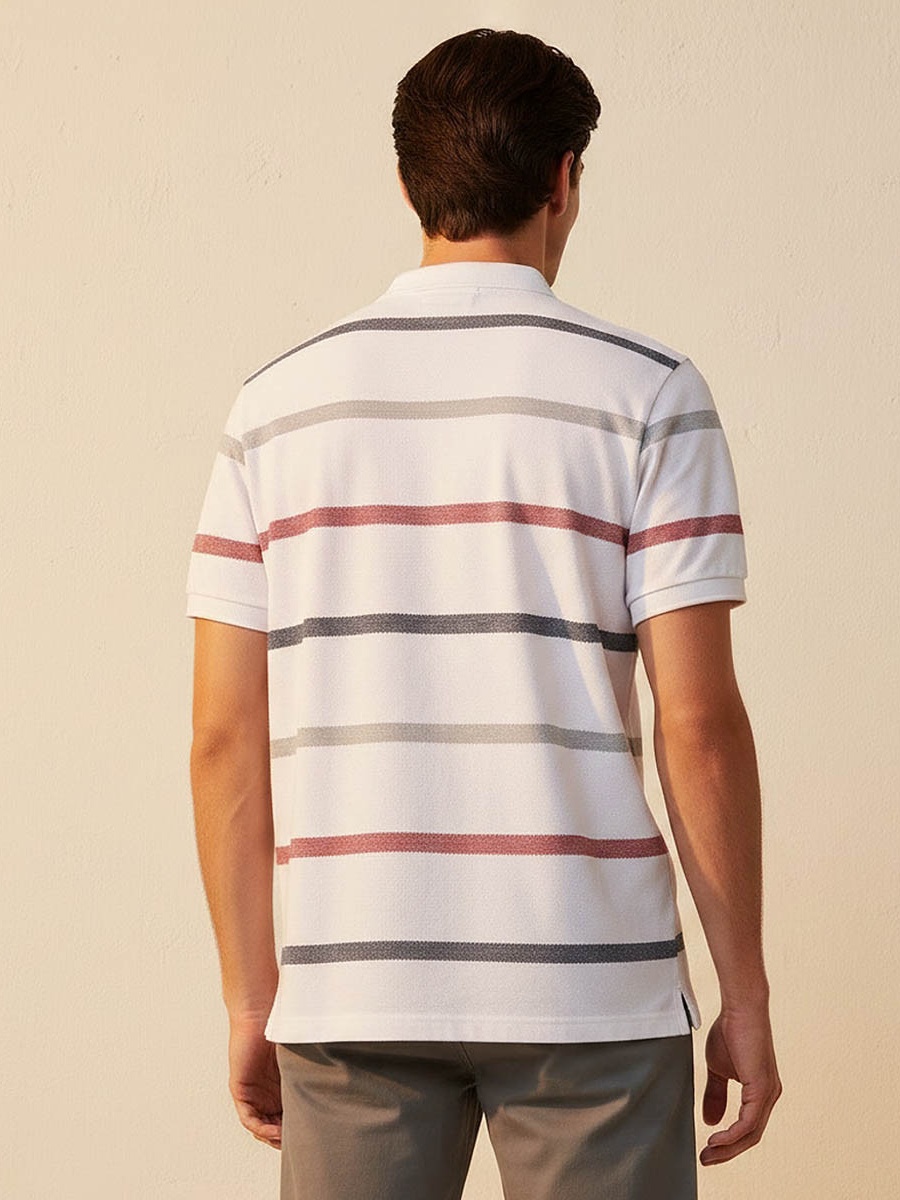 Men Short Sleeves Striped Polo T-Shirt