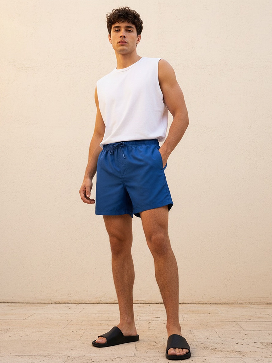 Men Drawstring Waist Shorts